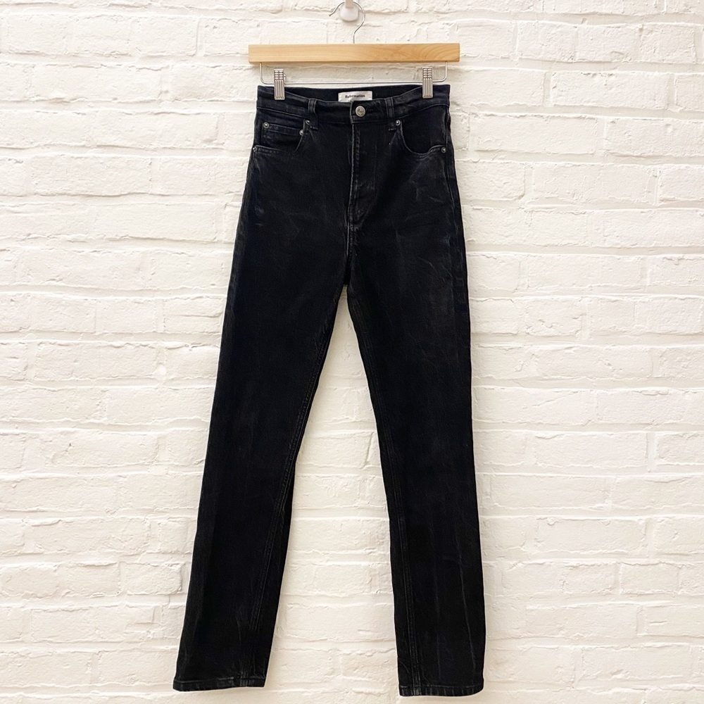 Reformation || Acid‎ Wash High Rise Straight Jeans Black 25